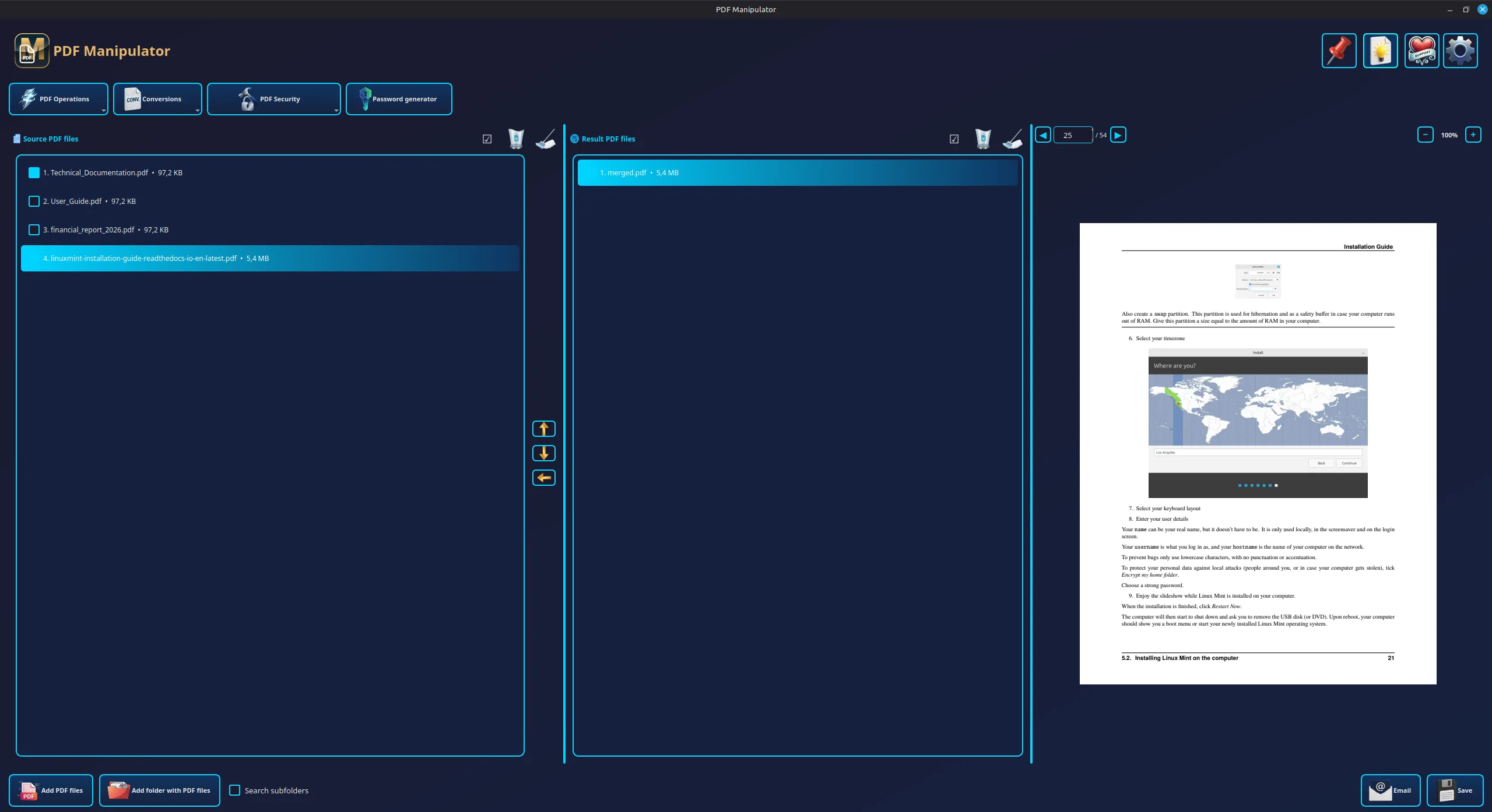 PDF Manipulator — main application window